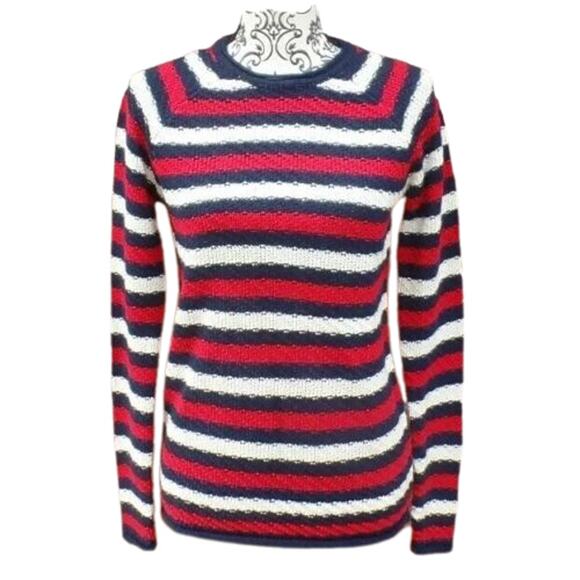 Joe Boxer Sweaters - Joe Boxer Striped Long Sleeve Crew Neck Pullover Knit Sweater Navy Red White